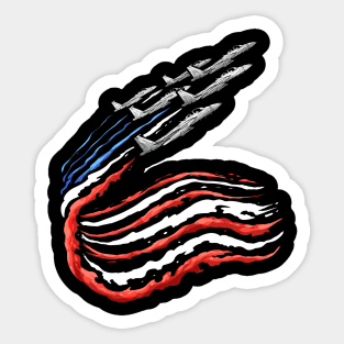 Aircraft emit colored smoke in US flag colors Sticker